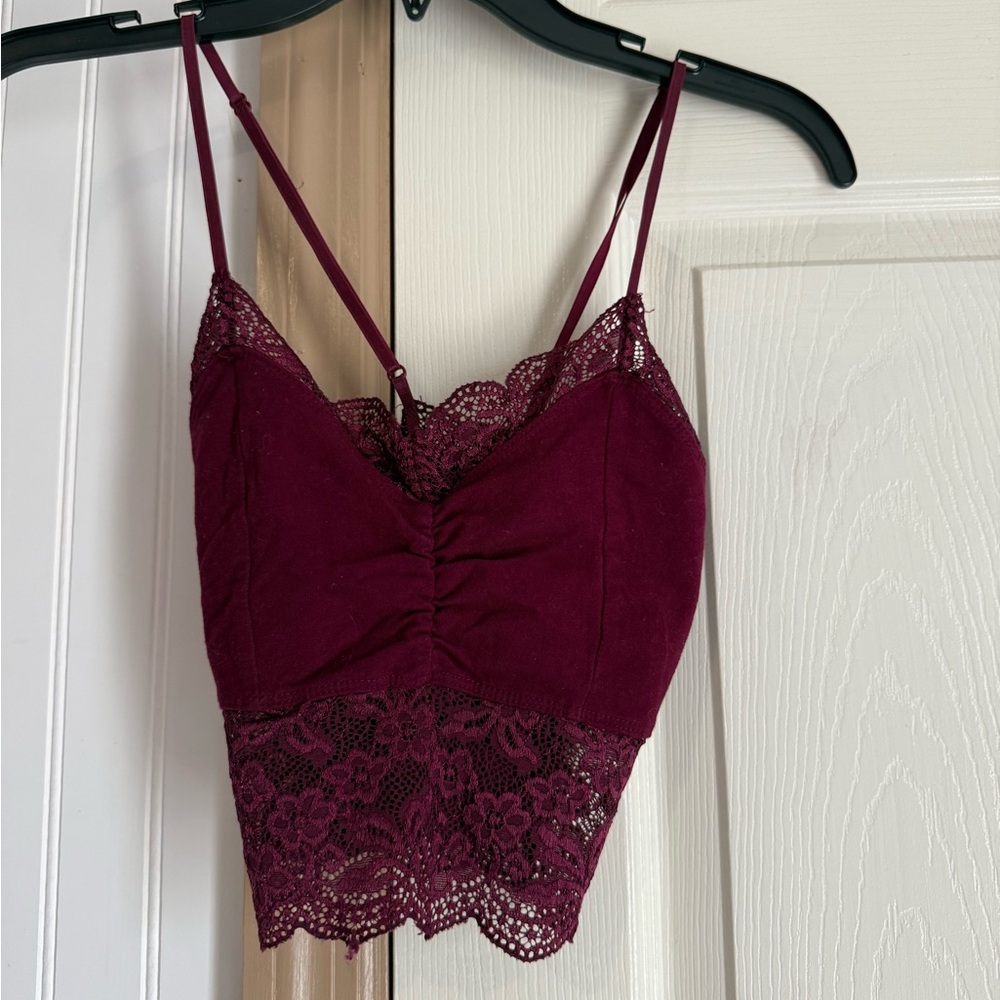 Bozzolo Burgundy Lace Crop Top